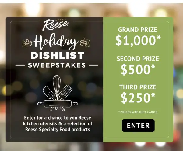 Holiday Dish List Winter Sweepstakes