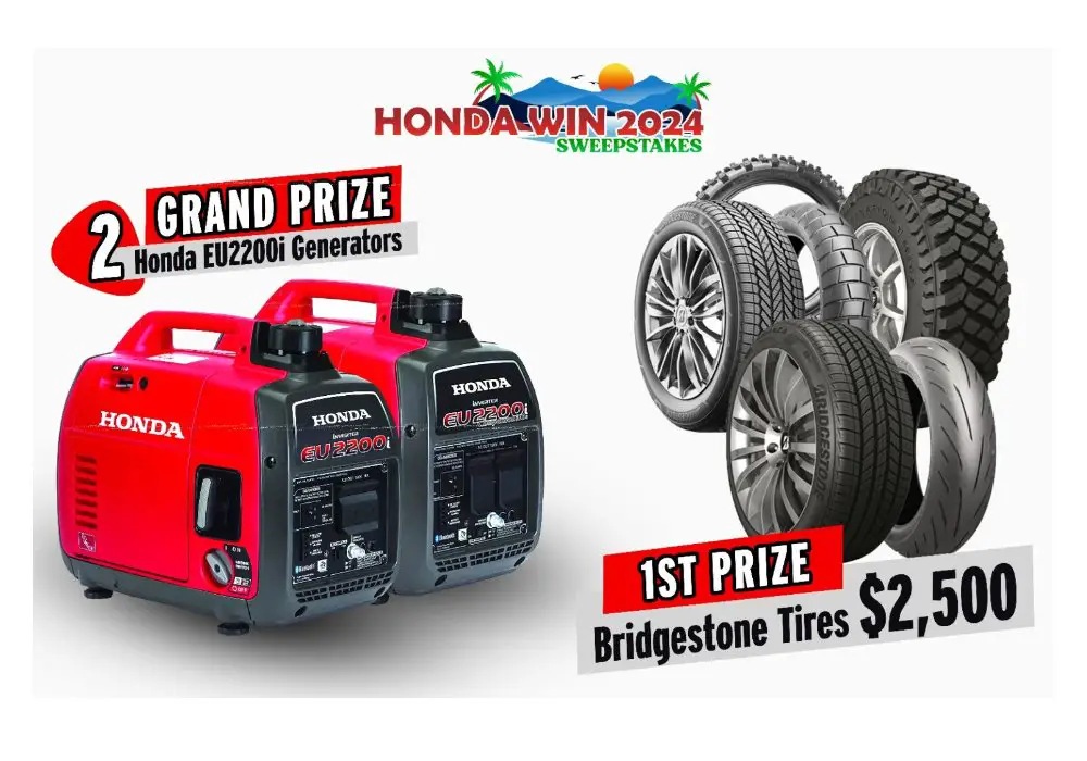 Honda + SkyChick Adventures 2024 Skyway To Highway Sweepstakes - Win Two Power Generators & A Tire Certificate