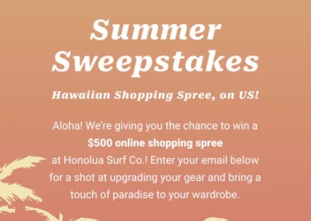 Honolua Summer Sweepstakes – Win A $500 Shopping Spree