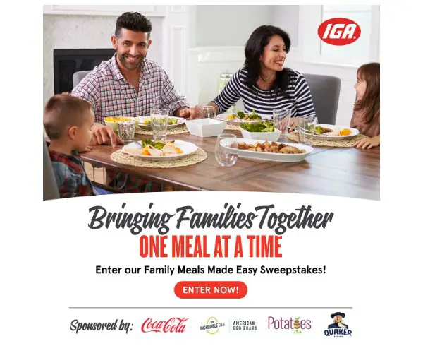 IGA Family Meals Made Easy Sweepstakes - Win A $500 Or $100 Gift Card