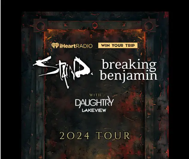 iHeartRadio Breaking Benjamin & Staind on Tour Sweepstakes – Win A Trip For 2 To A Breaking Benjamin & Staind Concert