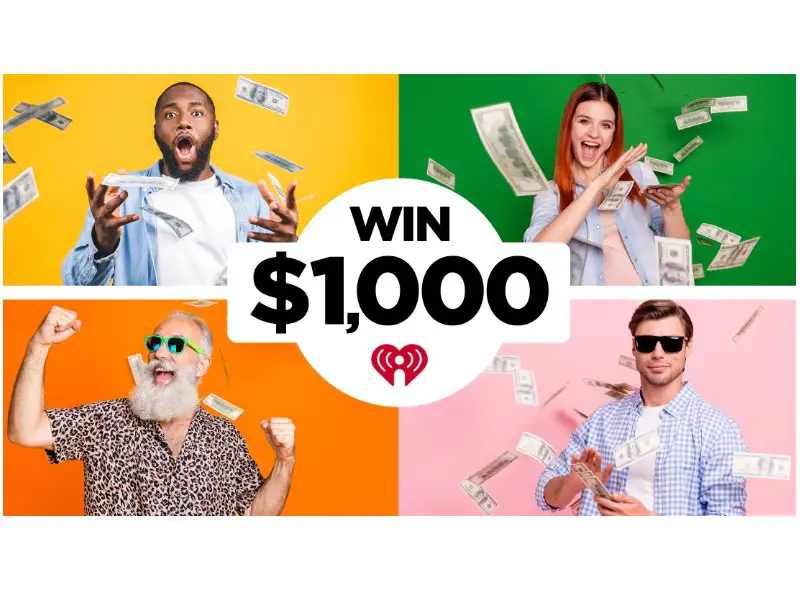 IHeartRadio Listen to Win Giveaway -  Win $1,000 (377 Winners)