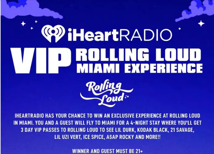 iHeartRadio's VIP Rolling Loud Miami Experience Sweepstakes –  Win A Trip For 2 To Miami