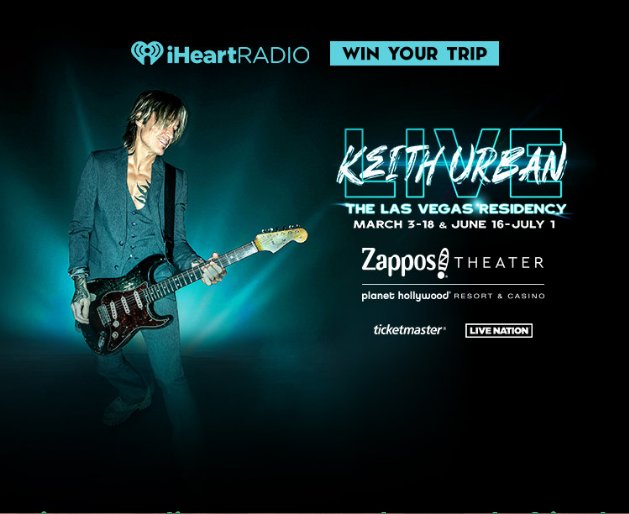 iHeartRadio Sweepstakes - Win A Trip For 2 To A Keith Urban Concert In Las Vegas