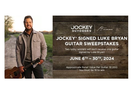 Jockey Signed Luke Bryan Guitar Sweepstakes - win a guitar signed by Luke Bryan