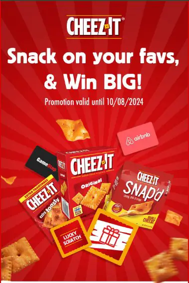 Kellanova Cheez-It Rewards Scratch-Off Game Sweepstakes – Win A $500 Gift Card Or A Free Box Of Cheez-It Crackers (1,002 Winners)