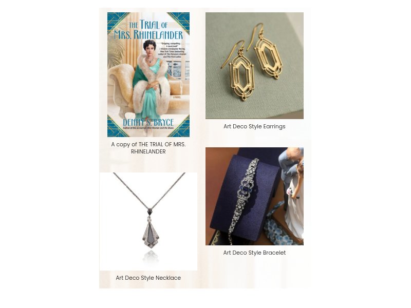 Kensington Books The Trial Of Mrs. Rhinelander Giveaway - Win A Book & Art Deco Style Jewelry