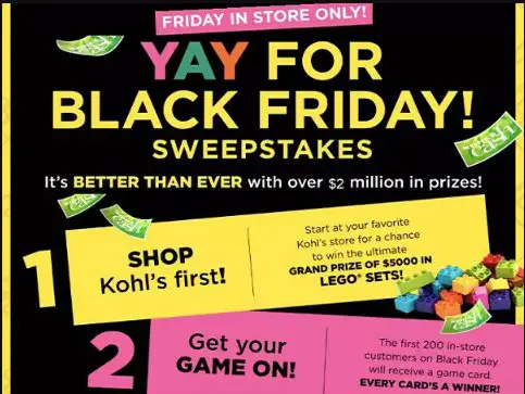 Kohl’s Black Friday Sweepstakes – Win A Win A Family Trip To Florida & More (270,500 Winners)