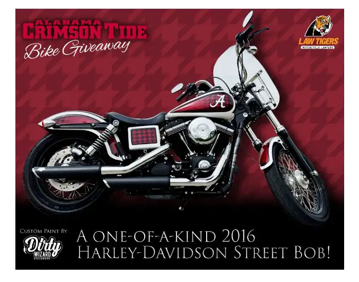 Law Tigers Alabama Bike Giveaway - Win A Custom Harley Davidson Bike