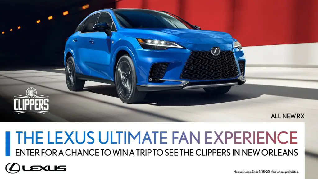 Lexus Ultimate Fan Experience Sweepstakes – Win A Trip For 2 To New Orleans For A Los Angeles Clippers Basketball Game