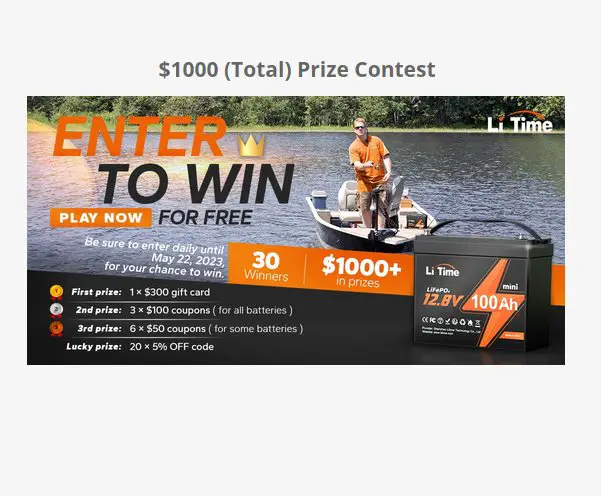 LiTime $1000 Prize Contest - Win A $300 Gift Card & More