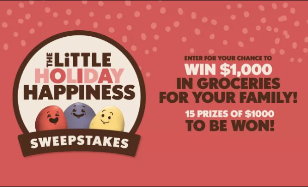 Little Potato Co. Holiday Happiness Sweepstakes – Win A $1,000 Grocery Store Gift Card (30 Winners)