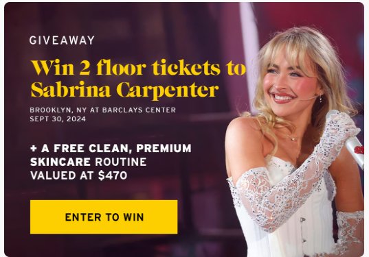 Live No BS Sabrina Carpenter Concert Ticket + Skincare Routine Giveaway – Win 2 Tickets To Sabrina Carpenter's Short N' Sweet Show In Brooklyn