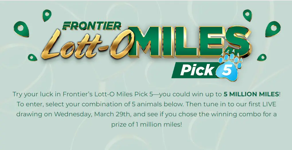 LOTT-O Miles Frontier Airlines Miles Giveaway - Win 1,000,000+ Frontier Airlines Miles (5 Winners)