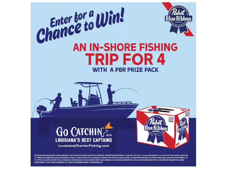 Louisiana Charter Boat Association & Pabst Blue Ribbon Go Fishing Promotion - Win A Chartered Fishing Trip For 4