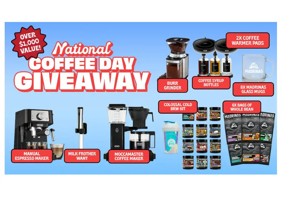 Madrinas National Coffee Day Giveaway - Win A Cold Brew Coffee Kit, Espresso Maker & More