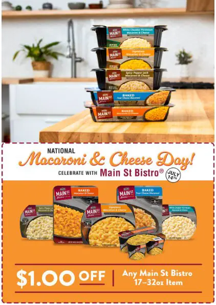 Main St Bistro National Macaroni And Cheese Day Sweepstakes – Win A Year Of Free Main St. Bistro Macaroni And Cheese (3 Winners)