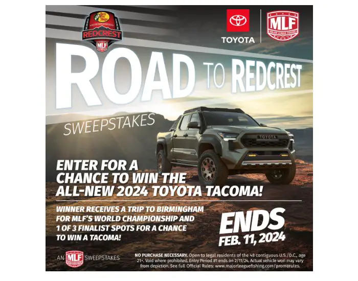 Major League Fishing 2025 Toyota Road to REDCREST Sweepstakes Win A