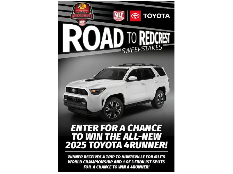 Major League Fishing 2025 Toyota Road To Redcrest Sweepstakes - Win A 2025 Toyota 4Runner Or A $500 Gift Card