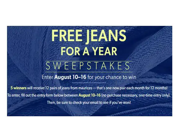 Maurices Free Jeans For A Year Sweepstakes - Win Free Jeans For A Year {5 Winners]