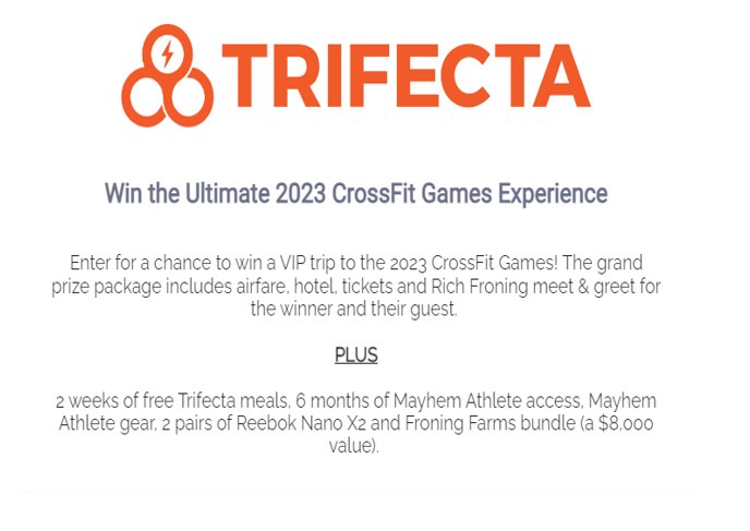 Mayhem Nation Trifecta Sweepstakes - Win A Trip For 2 To The 2023 Crossfit Games