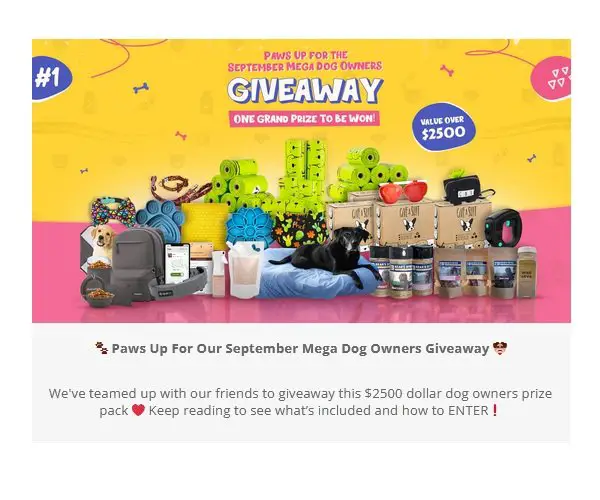 Mega Dog Owners Giveaway - Win $2,500 Worth of Pet Products