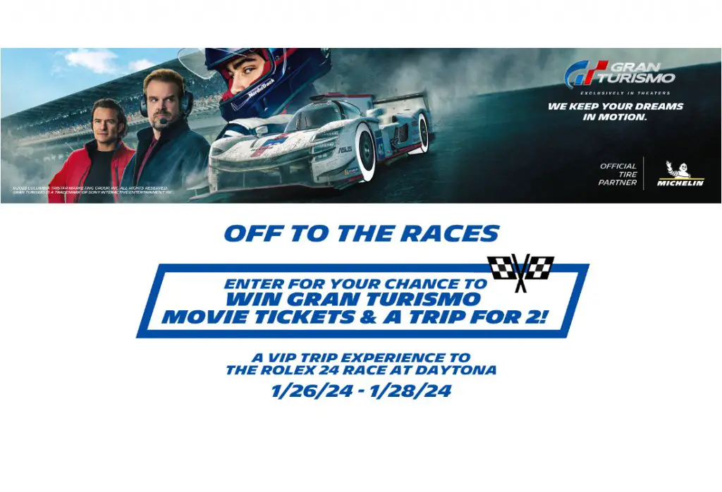 Michelin VIP Race Trip Sweepstakes - Win Two Movie Tickets And A Trip For Two To The 2024 Rolex 24 Race