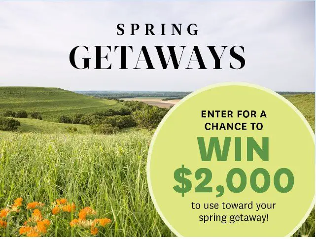 Midwest Living Spring Getaways Giveaways – Win $2,000 Cash