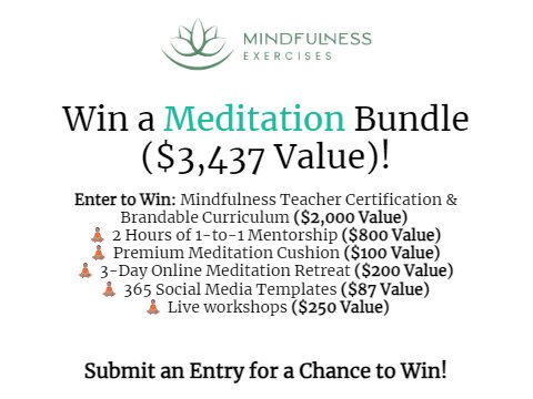 Mindfulness Exercises Meditation Bundle Giveaway - Win A $3,437 Meditation Bundle