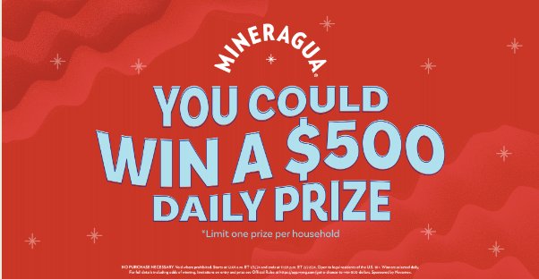 Mineragua $500 Gift Card Sweepstakes – $500 Gift Cards Up For Grabs (56 Winners)