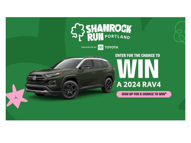 Motiv Sports Sweepstakes 2024 Motiv Sports Shamrock Run Toyota Rav 4