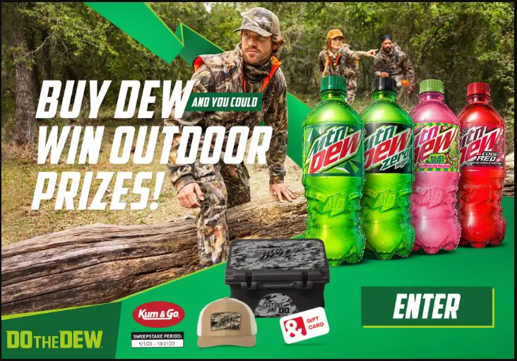 MTN Dew Outdoors Giveaway - Win Free Kum & Go Gift Cards, ORCA 26Qt Hard Cooler & More (70 Winners)