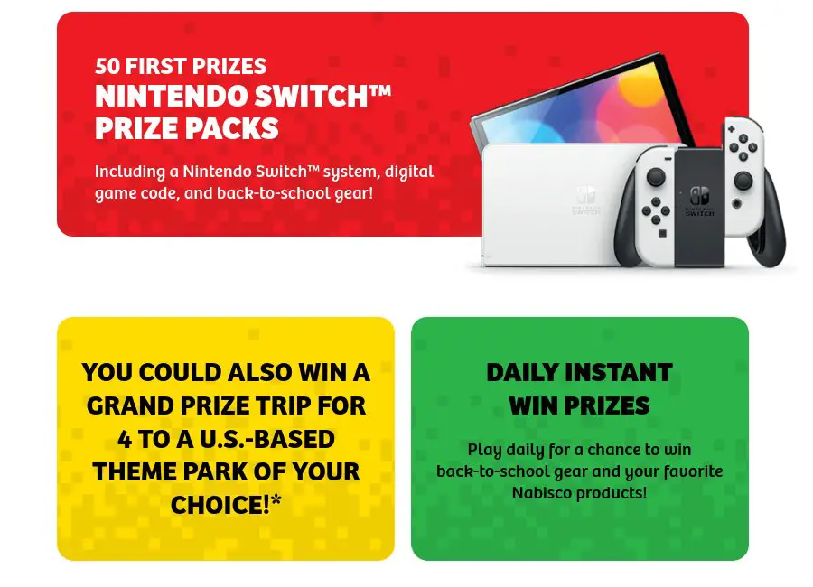 Nabisco 2024 Back-To-School Snack & Play Promotion - Win A Theme Park Trip For 4, Nintendo Switch & More