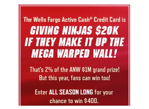NBC American Ninja Warrior Sweepstakes – Win $400 Cash (50 Winners)