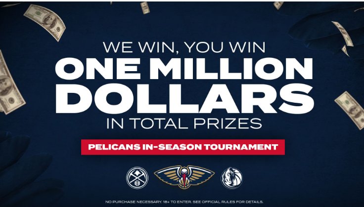 New Orleans Pelicans NBA $1 Million Cash Giveaway - Win $10,000 Cash (100 Winners)