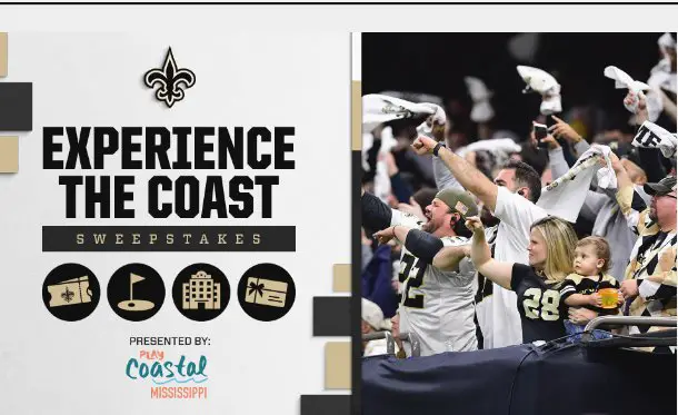 New Orleans Saints Experience The Coast Sweepstakes – Win A Trip For 2 To See The New Orleans Saints vs Las Vegas Raiders