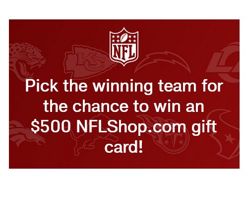 NFL 2022 Super Bowl Pick'Em Experience - Win A $500 NFLShop.com Gift Card