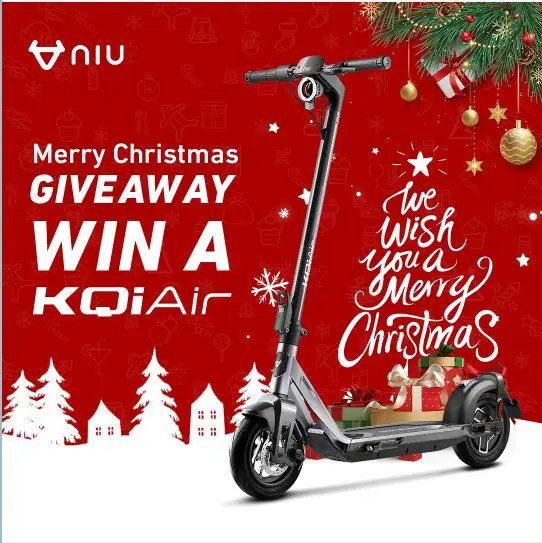 NIU Christmas Joyride Giveaway 1,399 NIU KQi Air Electric Scooter Up