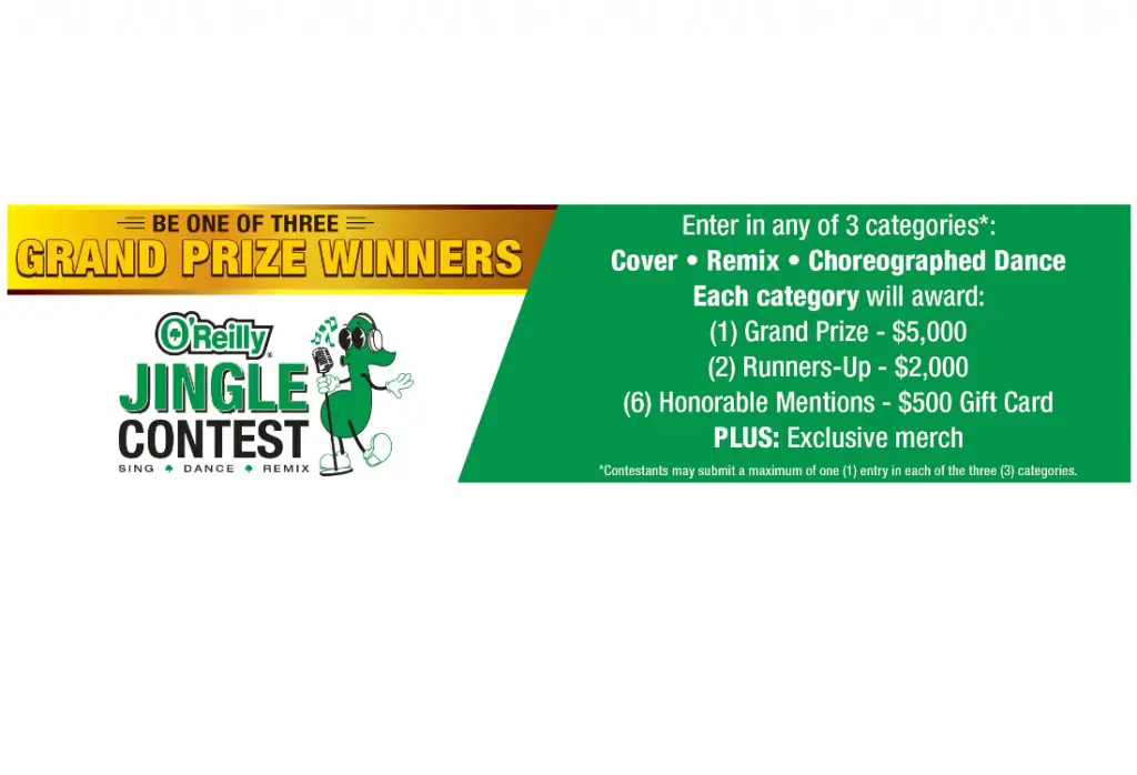 O’Reilly  Auto Parts Jingle Contest - Win $5,000 Cash & More