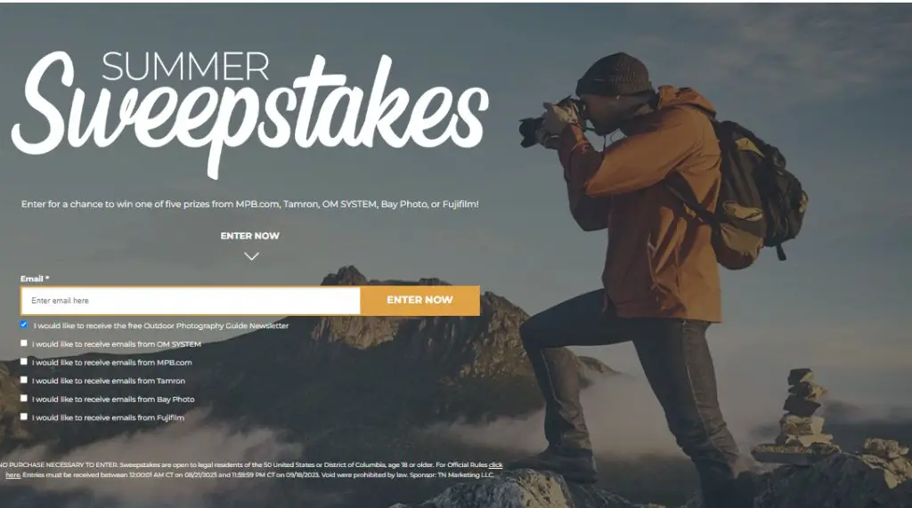 OPG Summer Sweepstakes – Win A $4,500 Photography Package