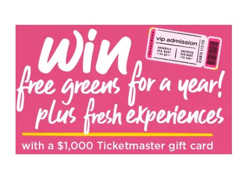 OrganicGirl Salad Giveaway - Win $1,000 Ticket Master Gift Card + 1 Year Of Free OrganicGirl Salads