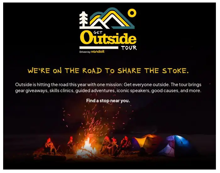 Outside Interactive Get Outside Tour Sweepstakes - Win Outdoor Gear And More (10 Winners)