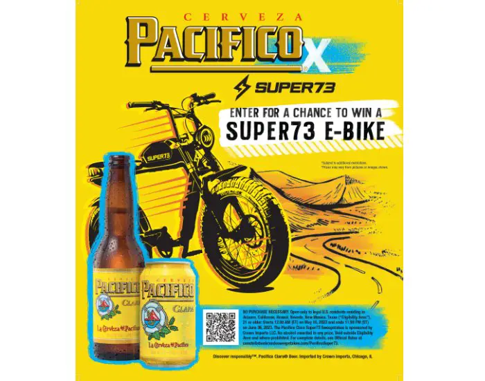 Pacifico Clara Super73 Sweepstakes 2023 - Win A Custom Branded Super73 EBike