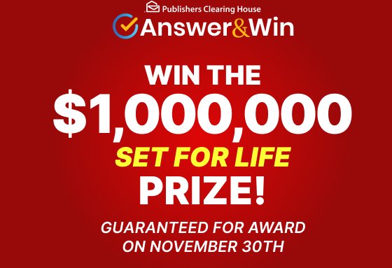 PCH $1,000,000 Giveaway - Win $1,000,000 In The PCH Answer & Win Survey Sweepstakes