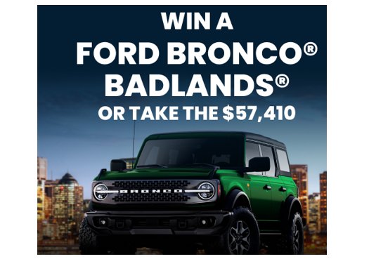 PCH Ford Bronco Sweepstakes – Win A 2024 Ford Bronco Badlands Or $57,410 Cash