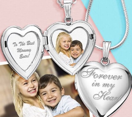 PicturesOnGold Sterling Silver Forever In My Heart Locket