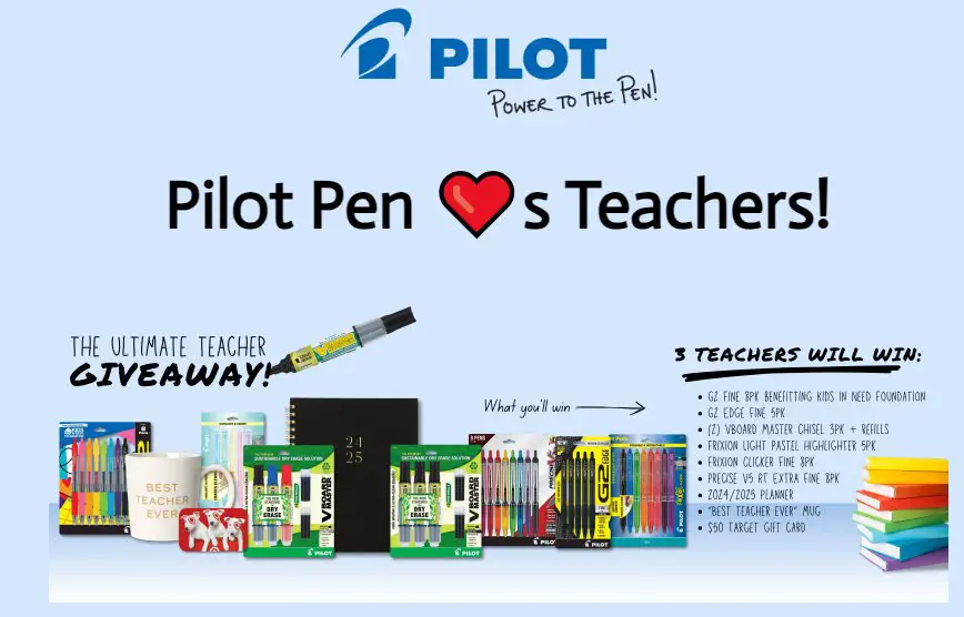 Pilot Pen National Teacher Appreciation Day Sweepstakes – Win Pilot Pens, Classroom Supplies & More (3 Winners)