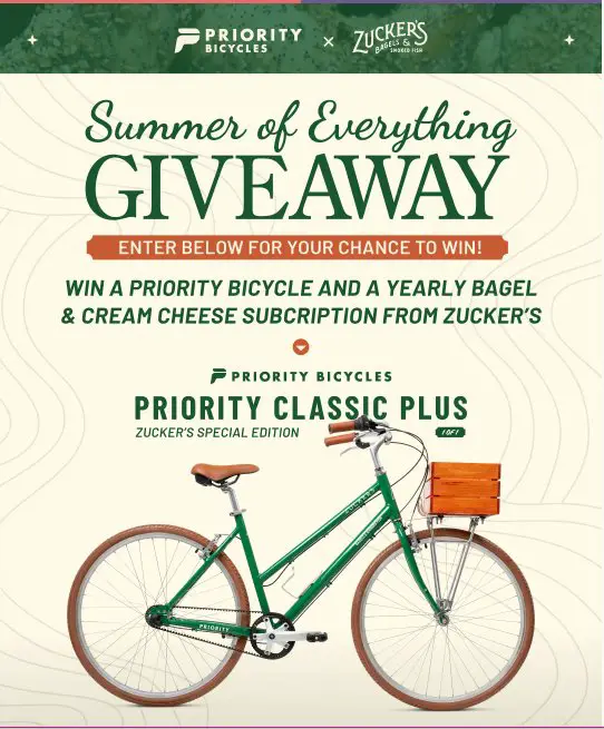 Priority Bicycles And Zucker’s Bagels Summer Of Everything Giveaway – Win A Custom Priority Bicycle & More