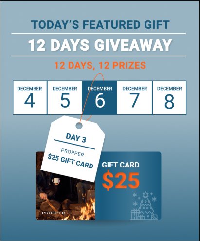 Propper 12 Days Of Giveaways – Win Gift Card, Bags, Shirts & More