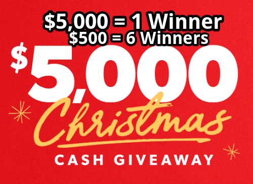 Ramsey Christmas Cash Giveaway - $5,000 =1 Winner; $500 = 6 Winners